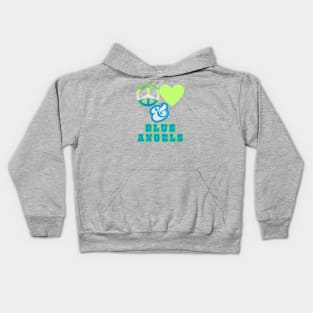 Peace, Love & Blue Angels  - Pacific Northwest Retro Pop Electric Green Style Kids Hoodie